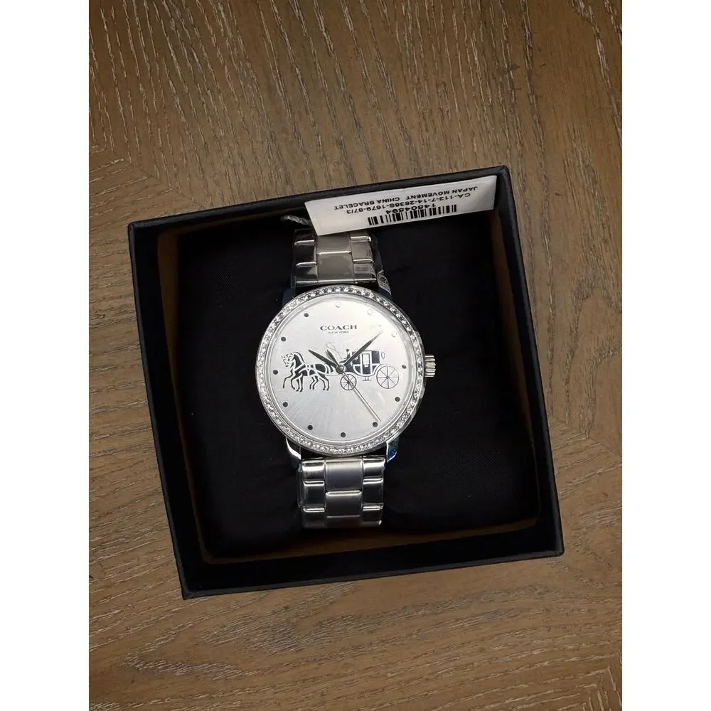 Coach Women’s Stainless Steel Watch Silver Dial Bracelet New With Box